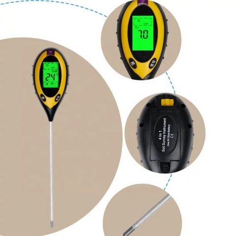 4-in-1 Soil Test Meter for pH Level Moisture Temperature and Sunlight - Ideal for Gardening Use