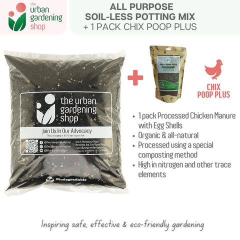 8-liter SOIL-LESS POTTING MIX FOR ALL PURPOSE   Soil-less Potting Mix (Better than Loam Soil) Plus Choice of Rabbit Manure, Chicken Manure or Worm Castings