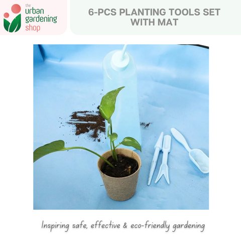 The Urban Gardening Shop | 6-pcs Planting Tools Set with Mat for Gardening |