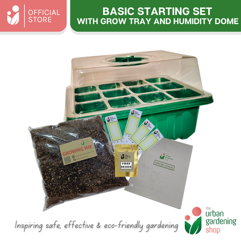 SEED GROW KIT with Tray and Humidity Dome- Includes Potting Mix, Seedling Tags and Free Seeds