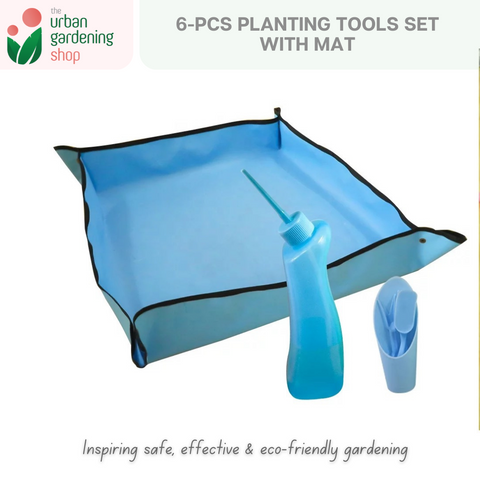 The Urban Gardening Shop | 6-pcs Planting Tools Set with Mat for Gardening |