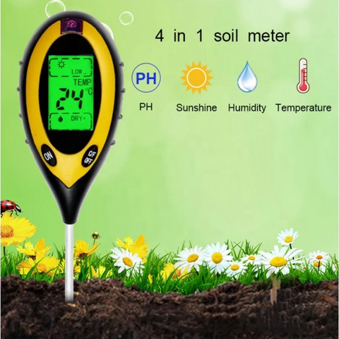 4-in-1 Soil Test Meter for pH Level Moisture Temperature and Sunlight - Ideal for Gardening Use