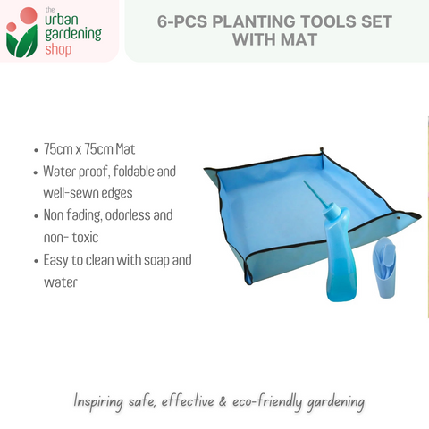 The Urban Gardening Shop | 6-pcs Planting Tools Set with Mat for Gardening |