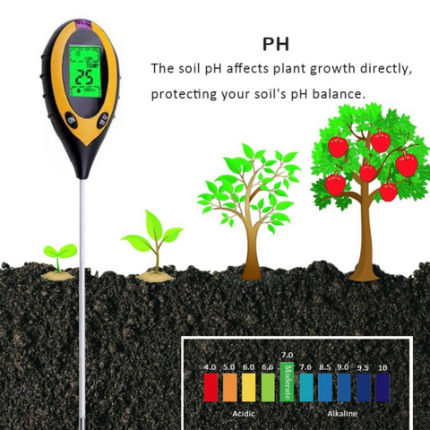 4-in-1 Soil Test Meter for pH Level Moisture Temperature and Sunlight - Ideal for Gardening Use