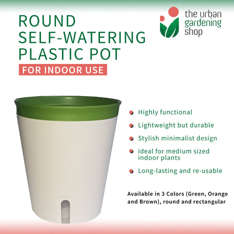 ROUND SELF- WATERING PLASTIC POTS