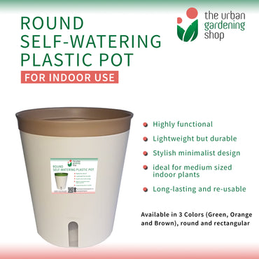 ROUND SELF- WATERING PLASTIC POTS